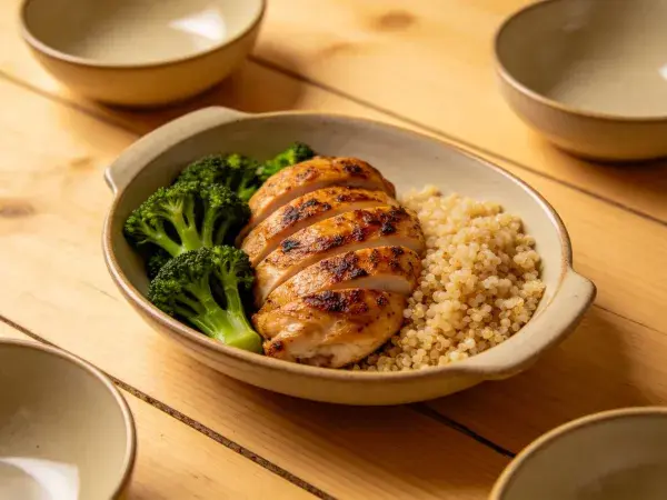 鸡胸肉藜麦西兰花餐食展示