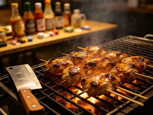 照烧鸡肉串烧烤场景捕捉