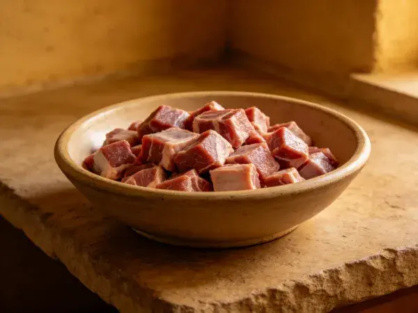 石板台面上的肉食盛放场景