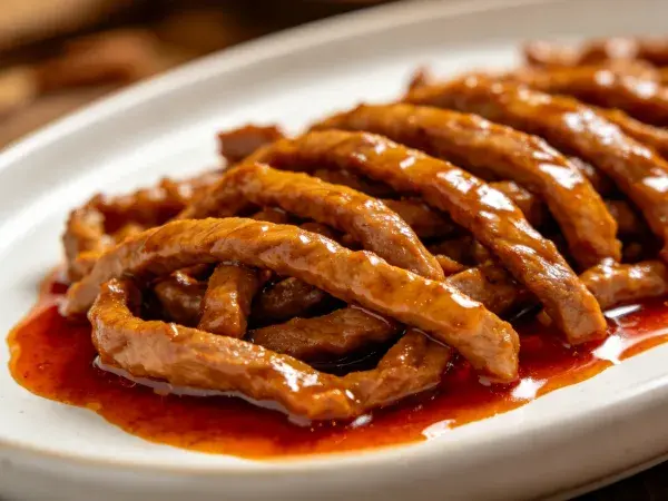 酱香溜肉段精致摆盘场景