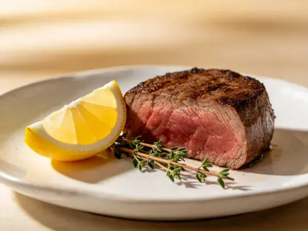静态捕捉煎制牛排美食场景