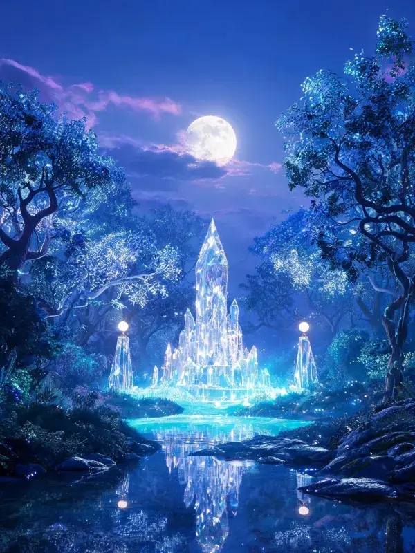 月光下的森林水晶宫殿