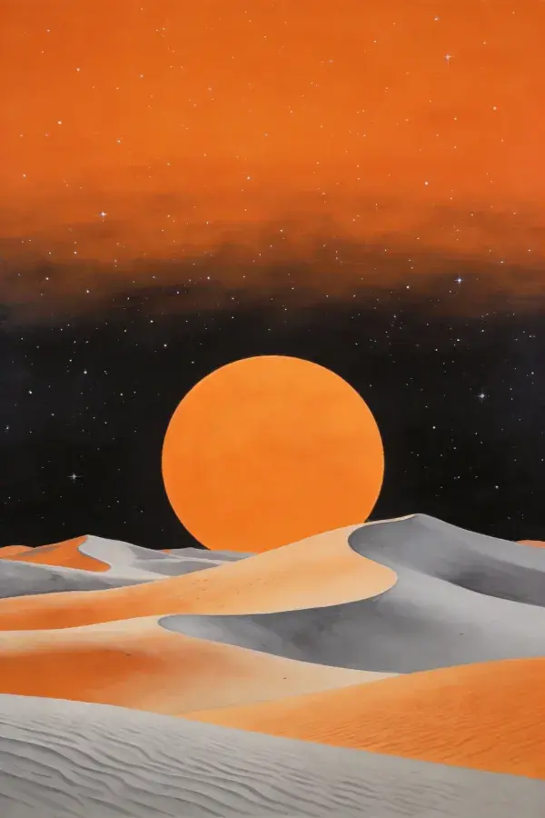 霓虹橙调沙漠沙丘星空景观