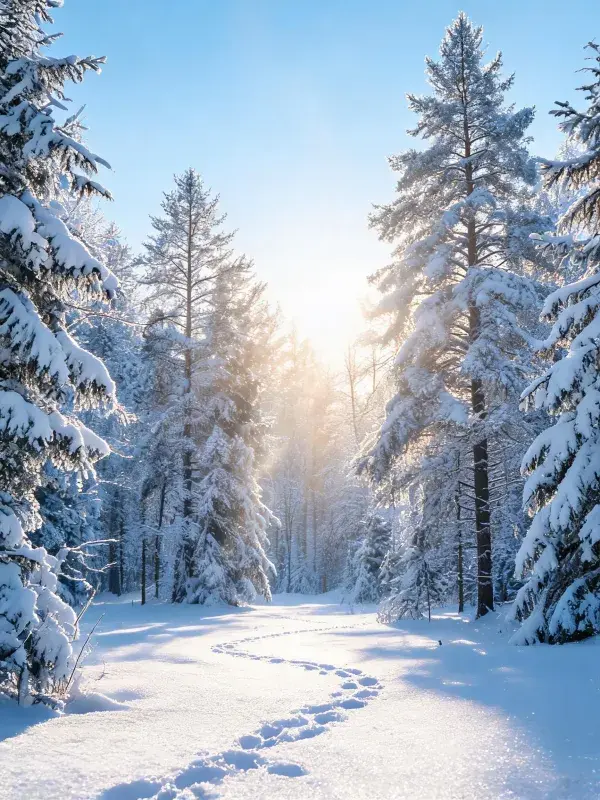 冬季雪覆针叶林景观场景