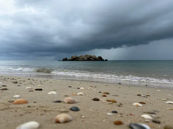 暴风雨前的滨海沙滩景观