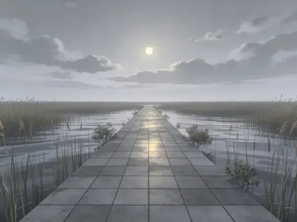 露天湿地步道与芦苇景观