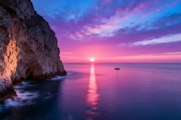 露天海岸悬崖日落景观