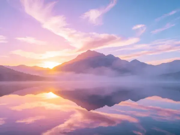 青山碧水晨光山水风光