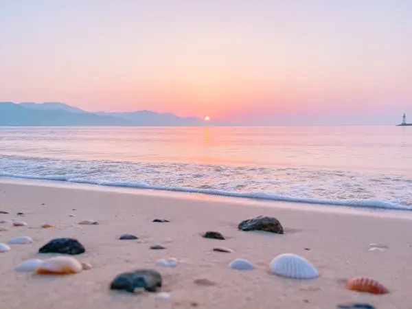 露天海滩日落滨海景观