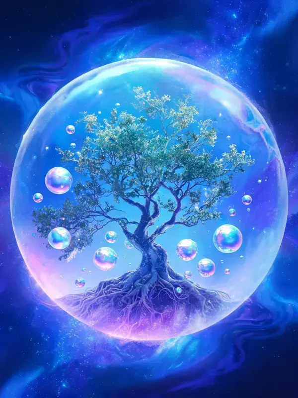 艺术化古树与梦幻泡泡空间