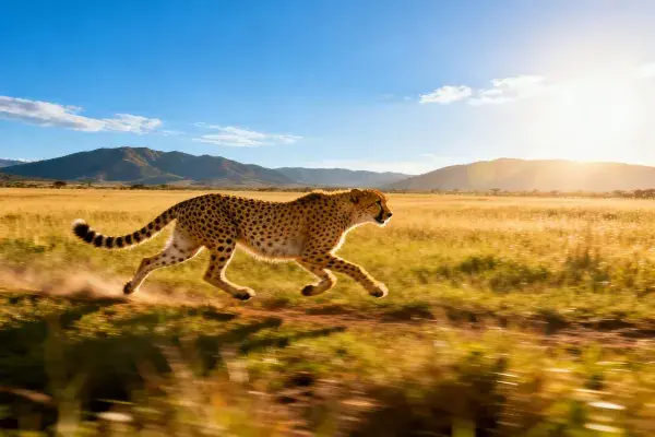 草原上的猎豹奔跑场景