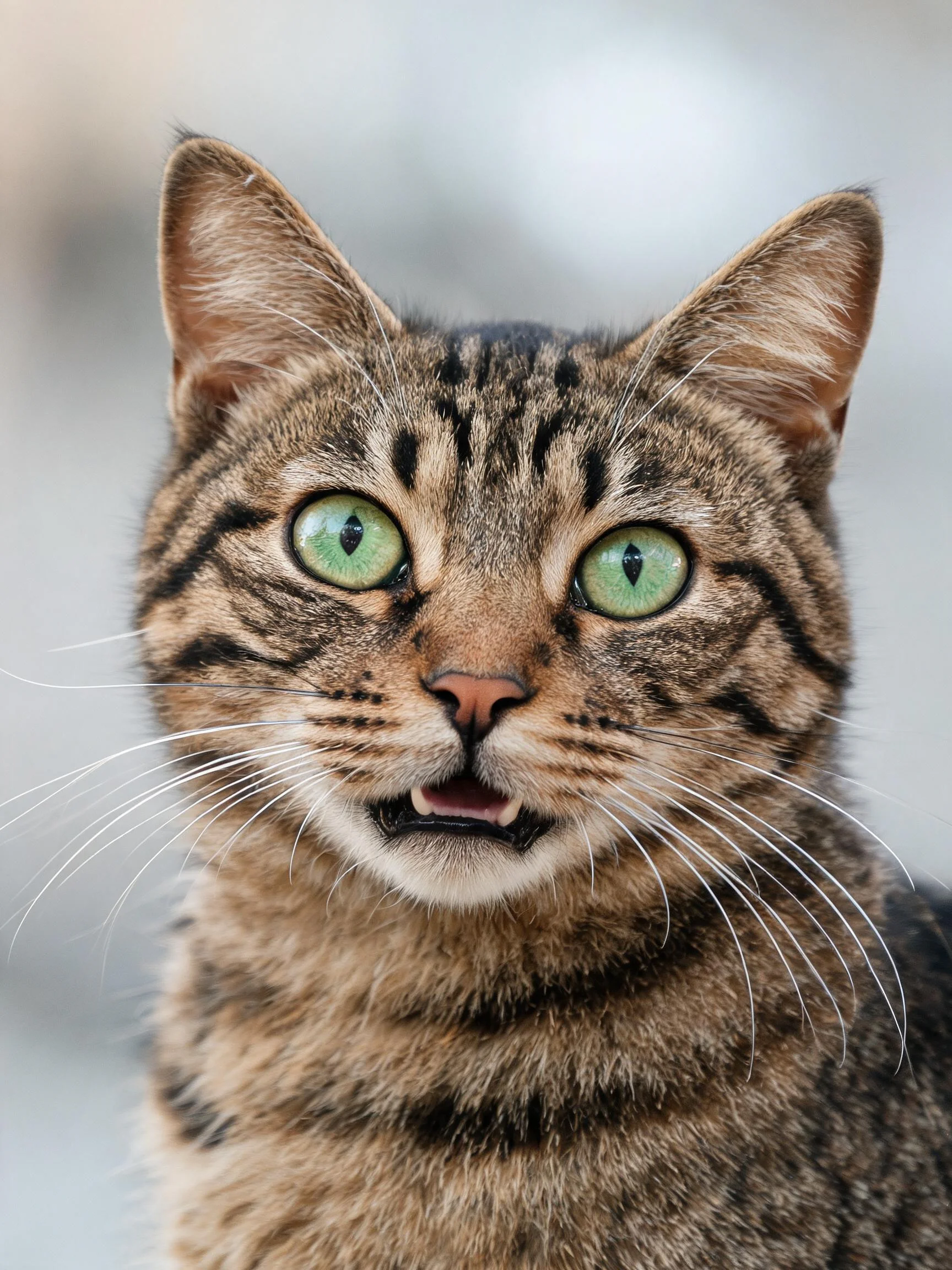 虎斑短毛猫拥有绿色大眼与典型虎斑纹,毛发短而密,胡须修长。
