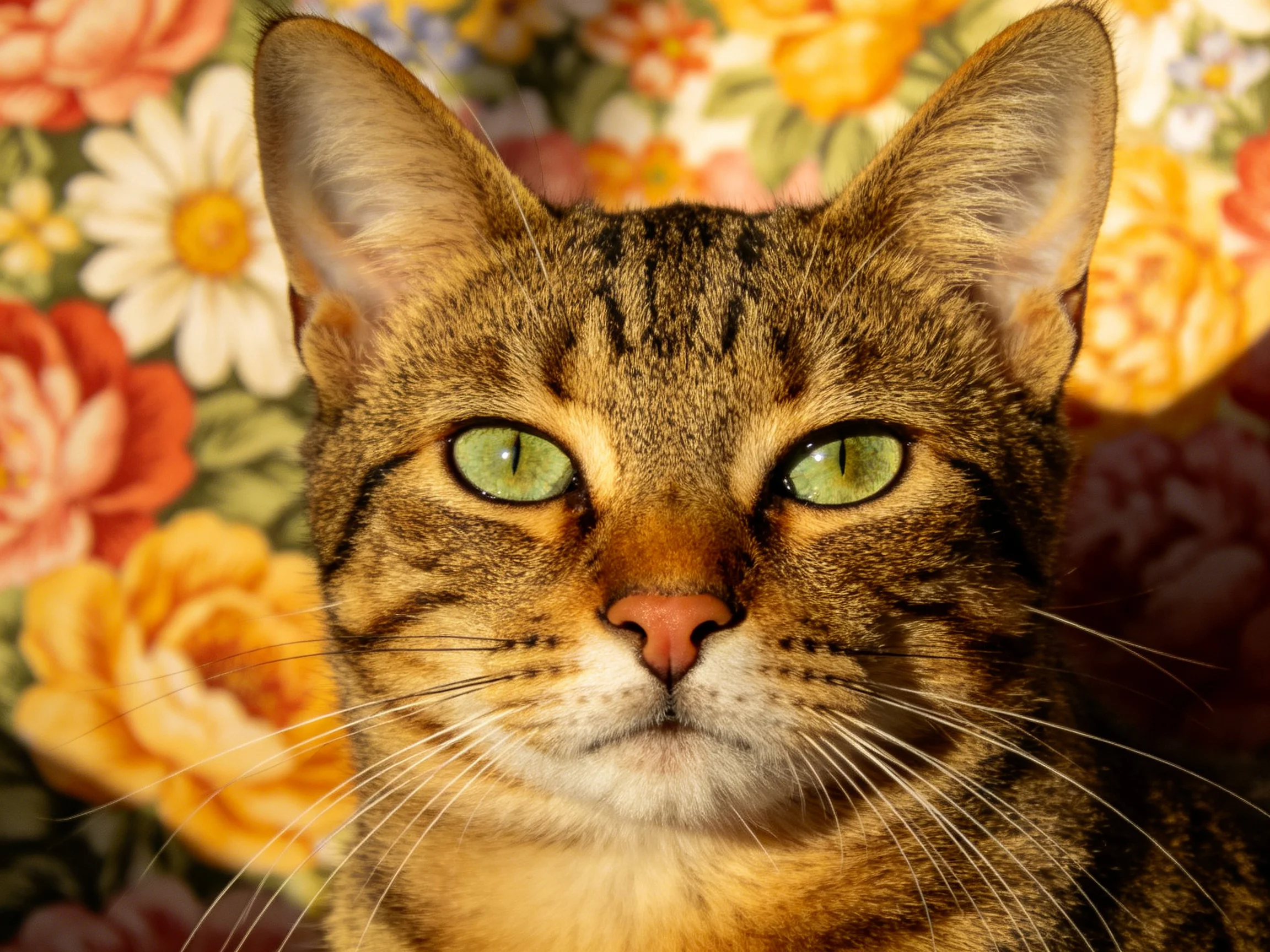 短毛虎斑猫拥有绿色眼睛和典型虎斑纹路,毛发短而浓密。