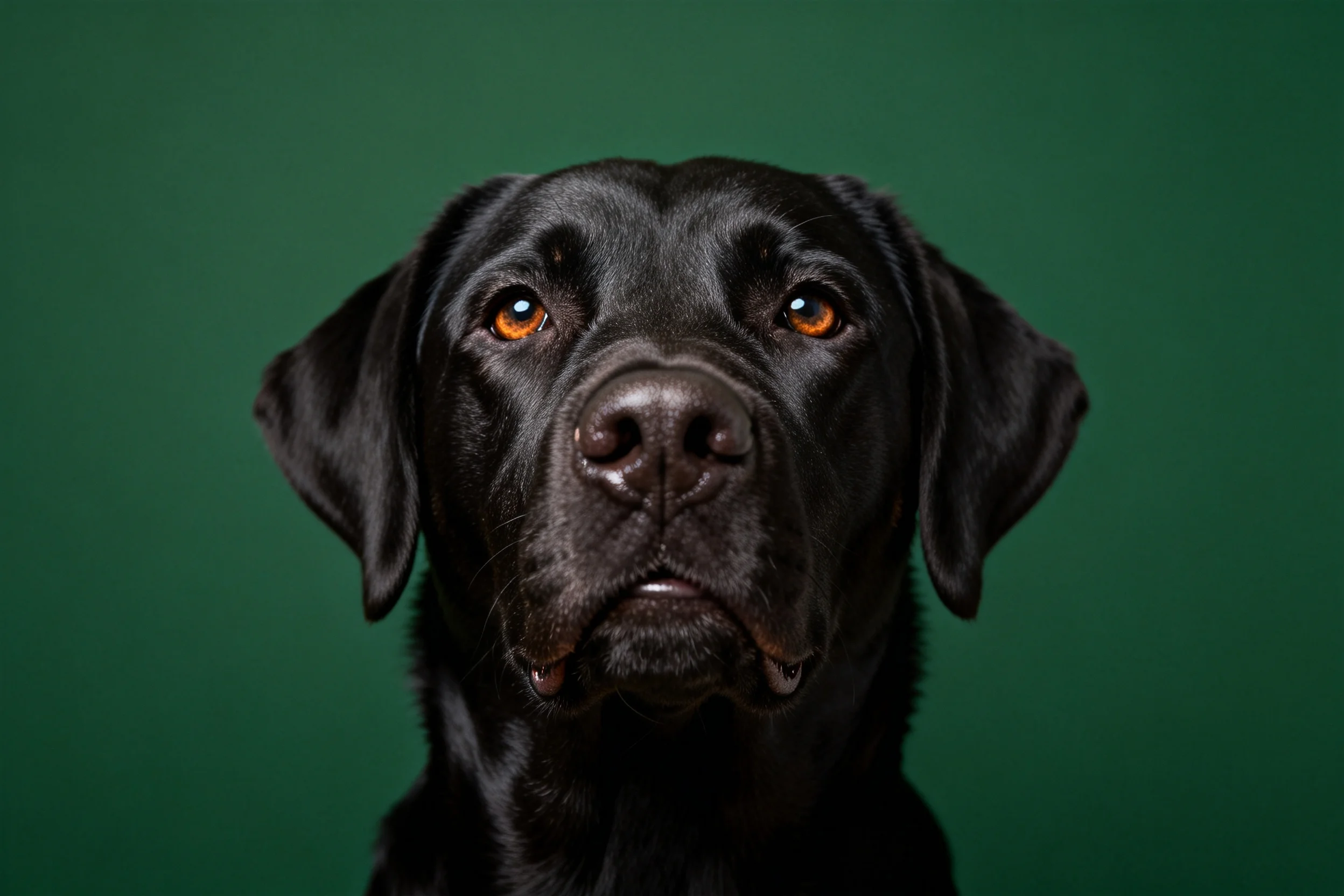 黑色拉布拉多犬有着乌黑油亮的被毛和明亮的琥珀色眼睛。