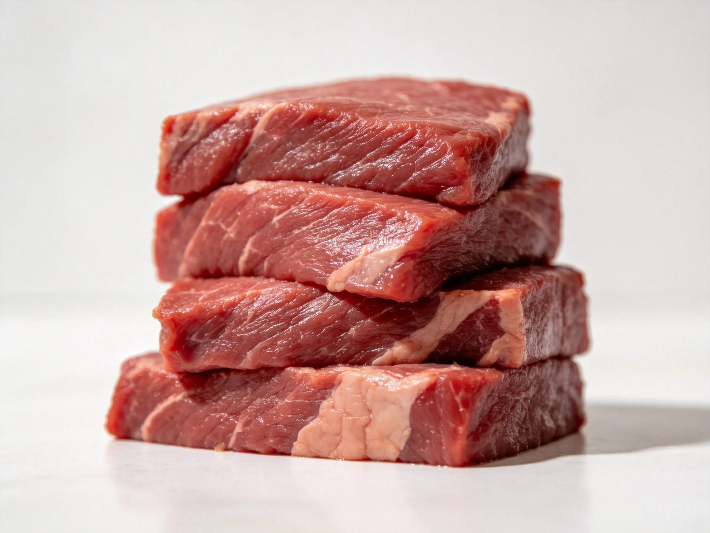牛肉块红润色泽，纹理清晰可见，呈现出生鲜食材的优质状态。