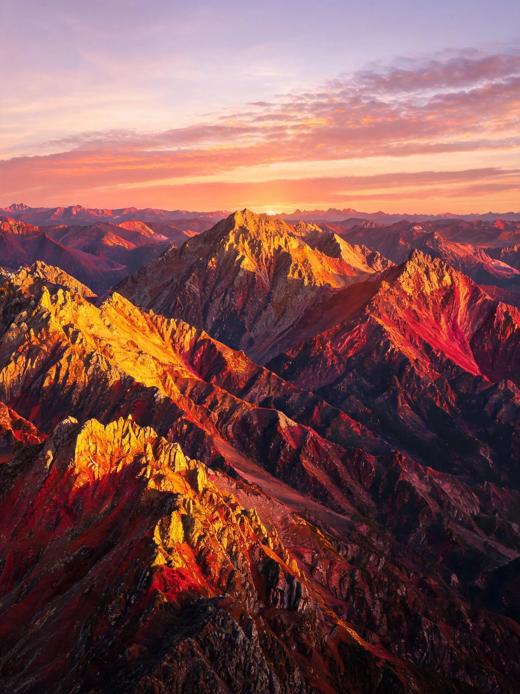 高山峡谷地貌中岩石表面呈现出丰富色彩层次与粗糙的风化质感。